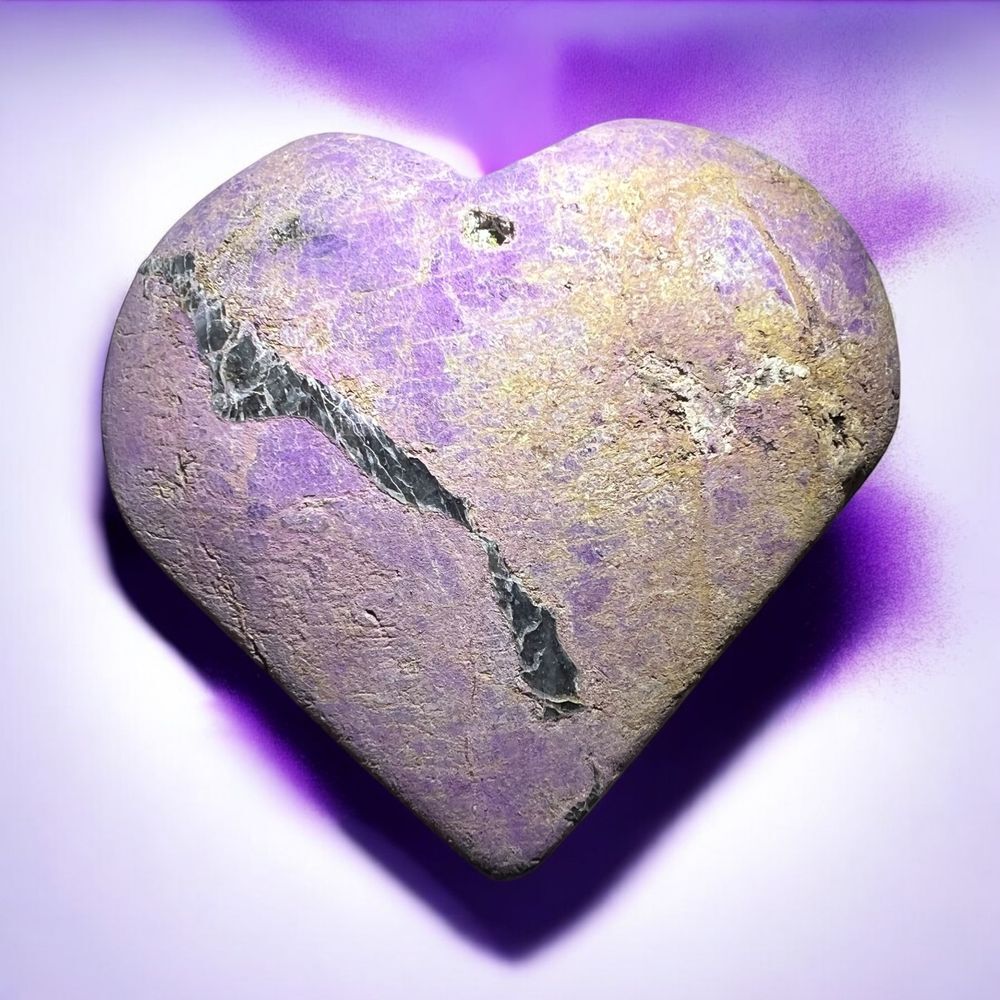Natural Raw Purpurite Heart Carving